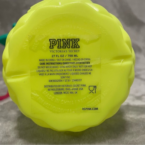 Victoria's Secret Yellow Pineapple Tumbler with Pink Straw - Picture 7 of 9